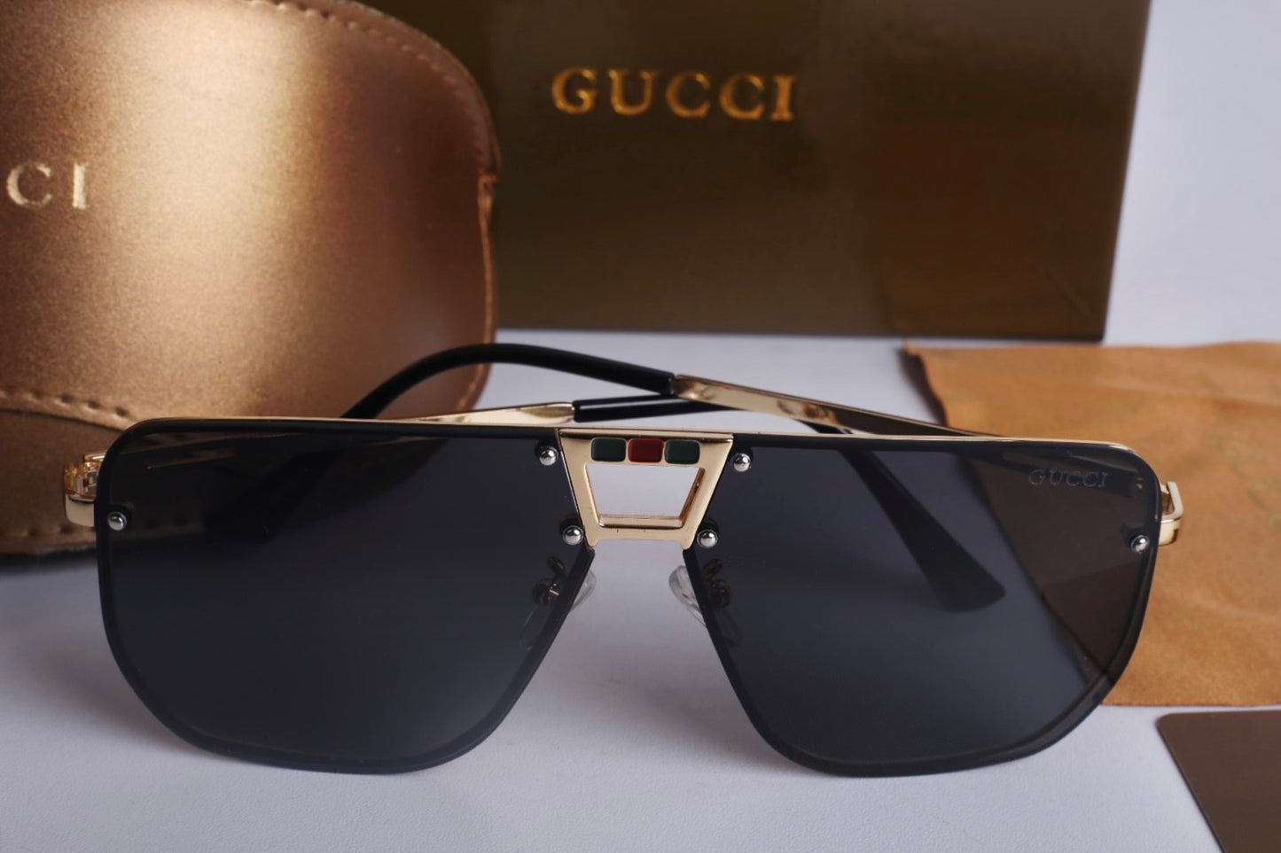 Gucci Matelasse 90s Rectangular Sunglasses